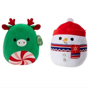 NEW Squishmallows Pack Of Two Green Zumir And Snowman Manny 7.5"